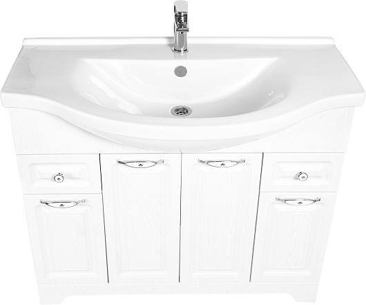 Stella Polare Тумба под раковину Кармела 100 люкс белое серебро – фотография-4